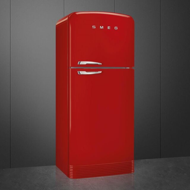 Smeg FAB50RRD5 80.4cm 50s Style Right Hand Hinge Fridge Freezer, Red