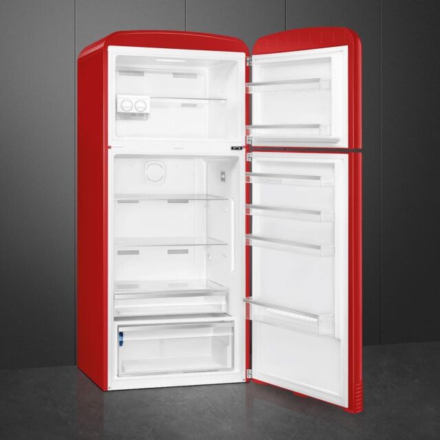 Smeg FAB50RRD5 80.4cm 50s Style Right Hand Hinge Fridge Freezer, Red
