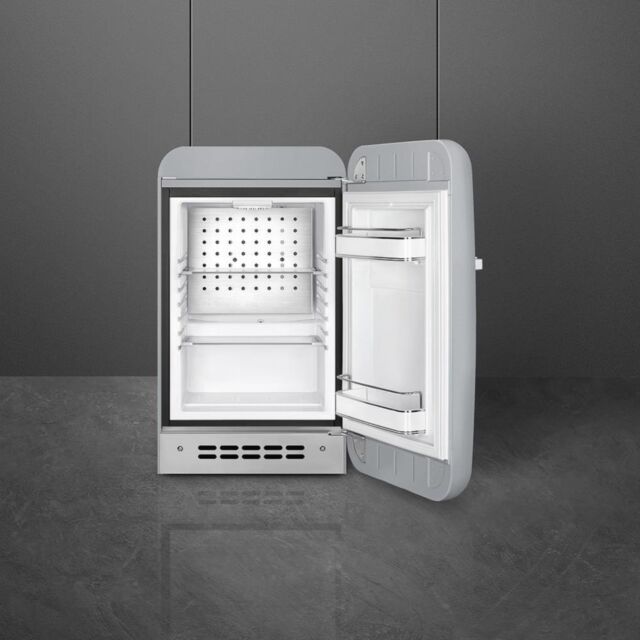 Smeg FAB5RSV5 40cm Small 50s Style Right Hand Hinged Minibar, Silver