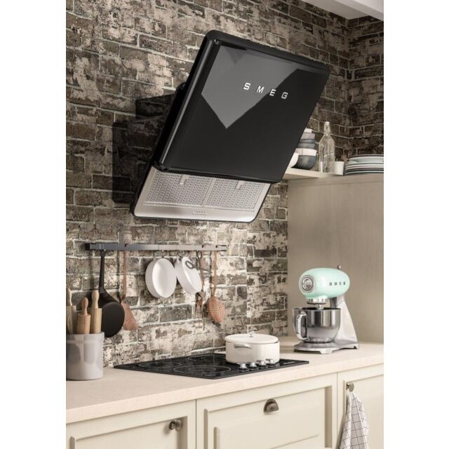 Smeg KFAB75BL 75cm 50s Style Retro Angled Hood, Black