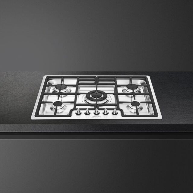 Smeg PGF75-4 72cm Classic Gas Hob, Stainless Steel