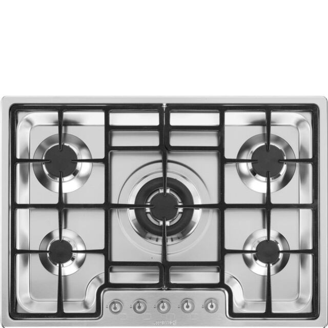 Smeg PGF75-4 72cm Classic Gas Hob, Stainless Steel