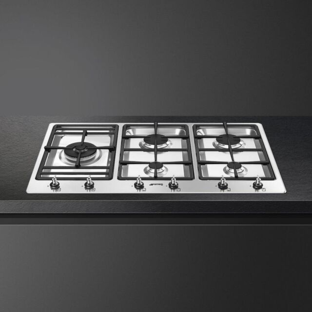 Smeg PS9062 90cm Classic Gas Hob, Stainless Steel