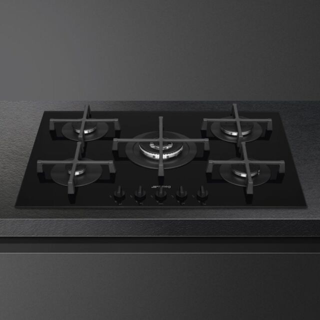 Smeg PV275B 72cm Gas on Glass Hob, Black