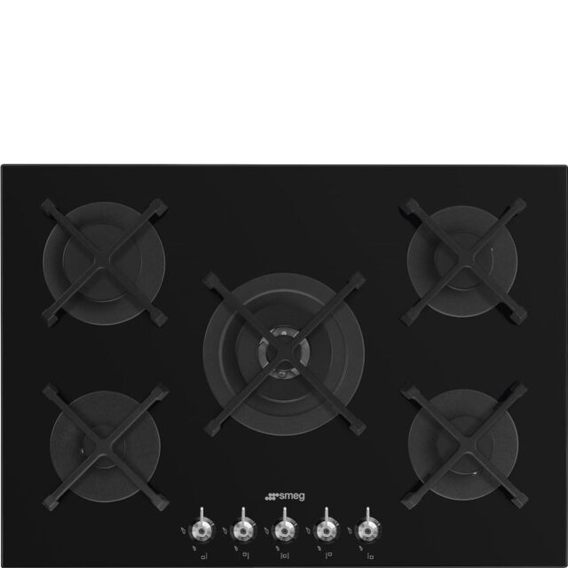 Smeg PV375N 75cm Classic Gas Hob in Black Gas on Glass on Steel