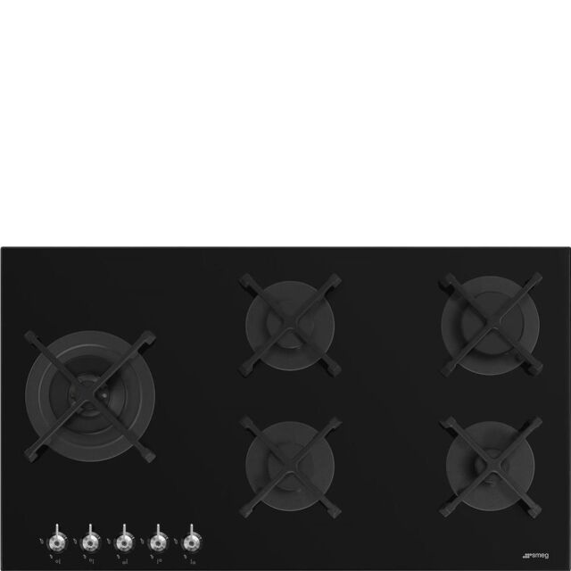 Smeg PV395LN 90cm Classic Gas Hob in Black Gas on Glass on Steel