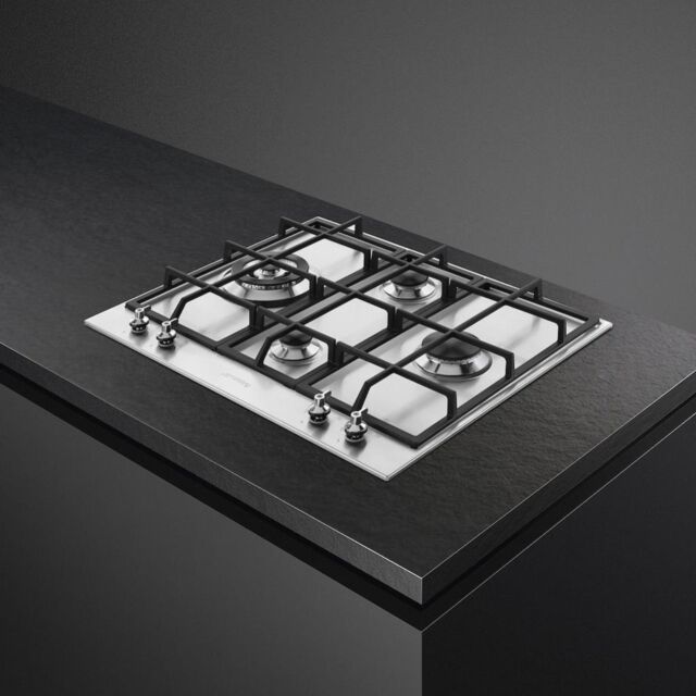Smeg PX364L 60cm Classic Gas Hob, Stainless Steel