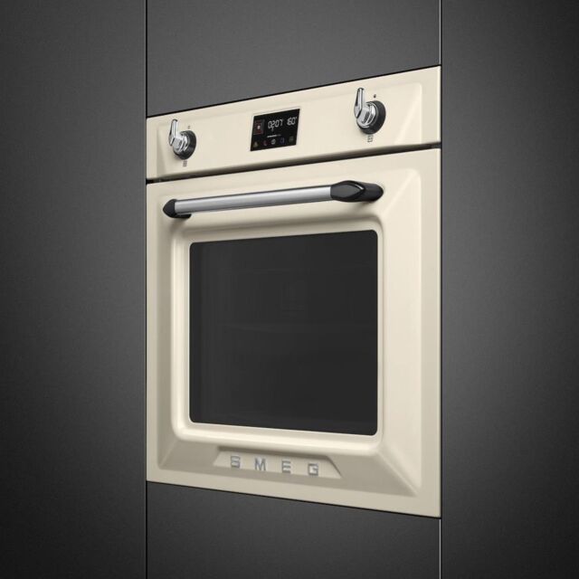 Smeg SOP6902S2PP 60cm Victoria Pyrolytic SteamOne Single Oven, Cream