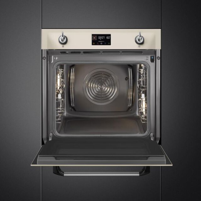 Smeg SOP6902S2PP 60cm Victoria Pyrolytic SteamOne Single Oven, Cream