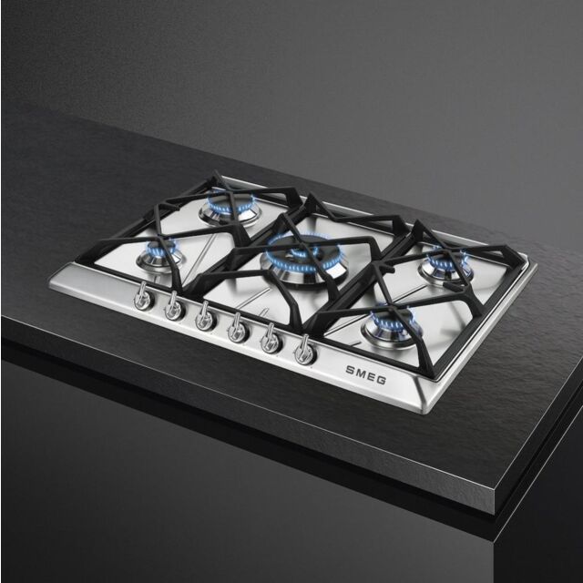 Smeg SR975XGH 69cm Victoria Gas Hob, Stainless Steel