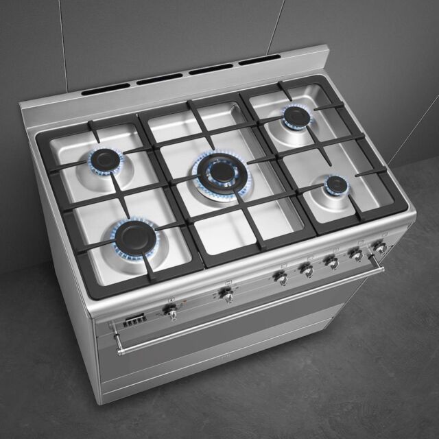 Smeg SUK91MFX9 90cm Concert Dual Fuel Range Cooker, Stainless Steel