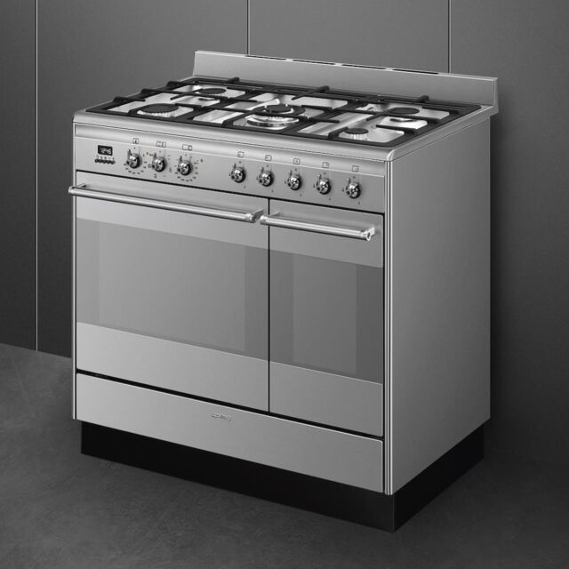 Smeg SUK92MX9-1 90cm Concert Dual Fuel Range Cooker, Stainless Steel