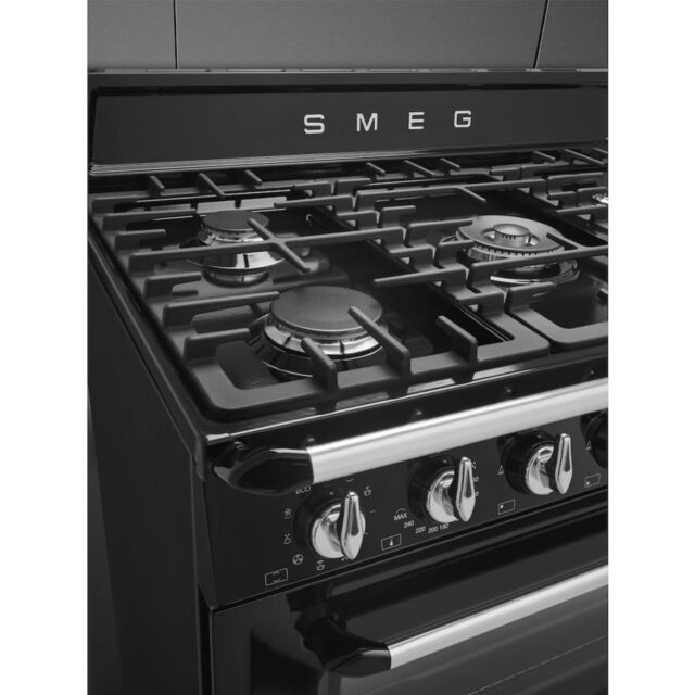 Smeg TR90BL2 90cm Victoria Dual Fuel Range Cooker, Black