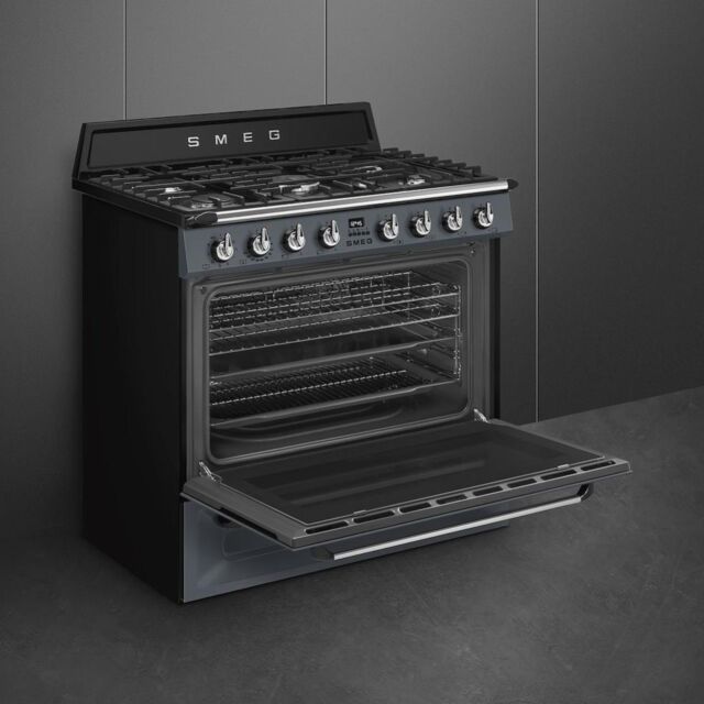 Smeg TR90GR2 90cm Victoria Dual Fuel Range Cooker, Grey