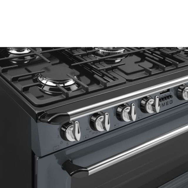 Smeg TR90GR2 90cm Victoria Dual Fuel Range Cooker, Grey