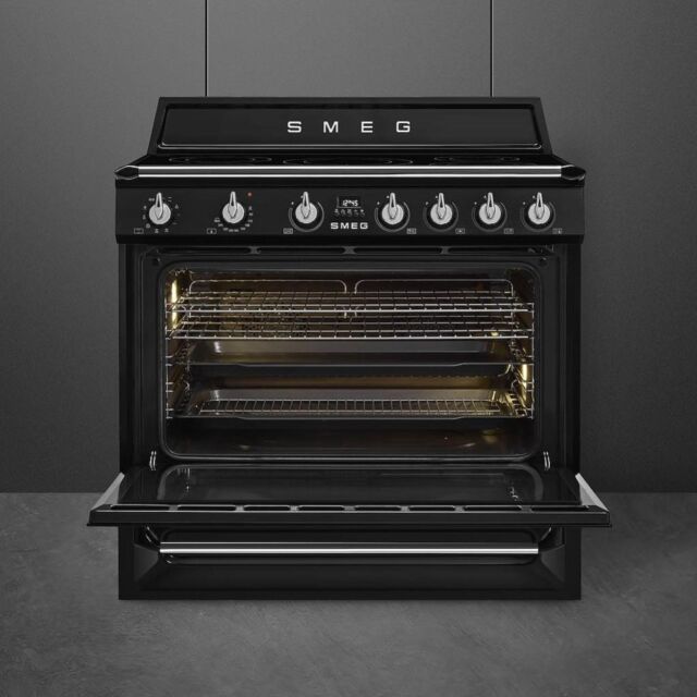 Smeg TR90IBL2 90cm Victoria Electric Range Cooker, Black