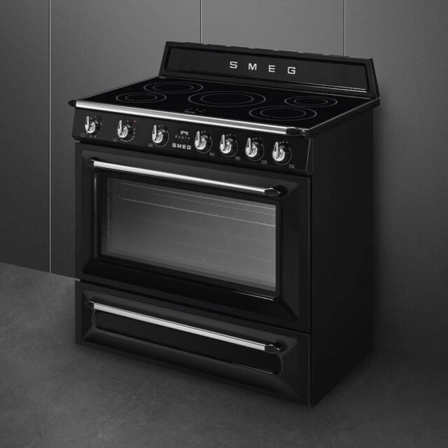 Smeg TR90IBL2 90cm Victoria Electric Range Cooker, Black