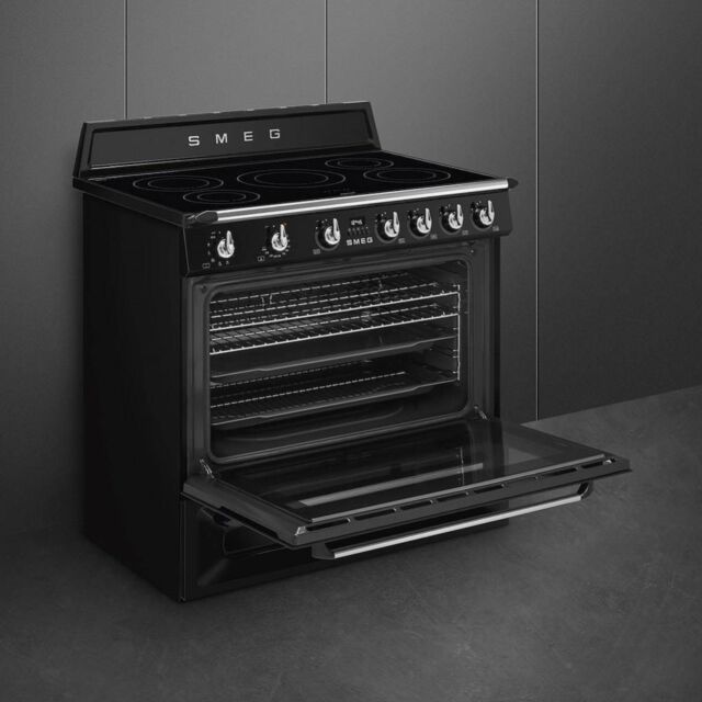 Smeg TR90IBL2 90cm Victoria Electric Range Cooker, Black