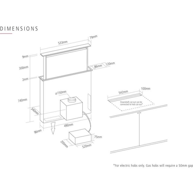 Caple DD606BK Downdraft Cooker Hood