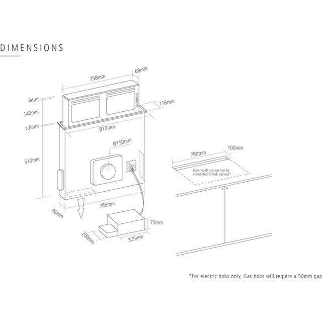 Caple DD901BK Downdraft Hood