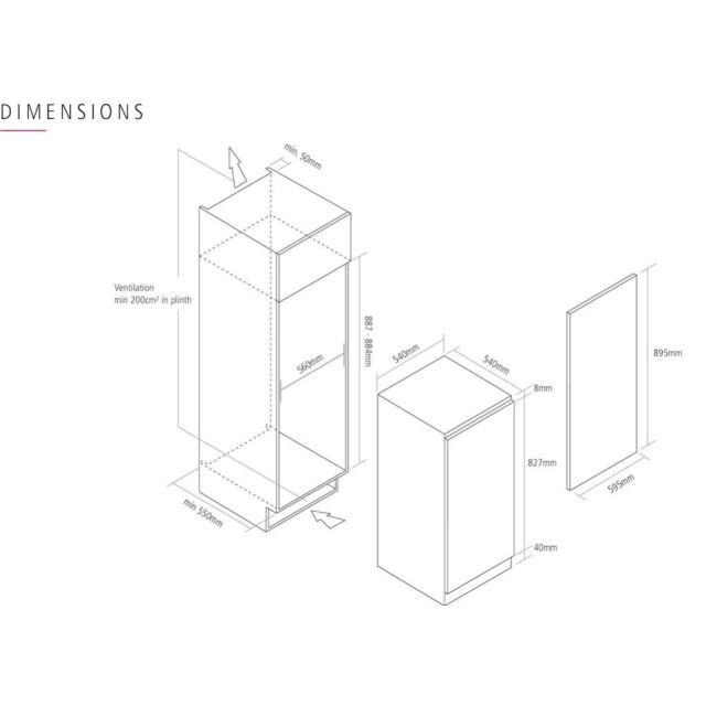 Caple RIL892 Integrated In-Column Larder Fridge