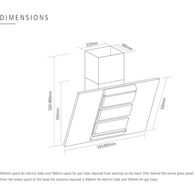 Caple SP912BK Chimney Hood