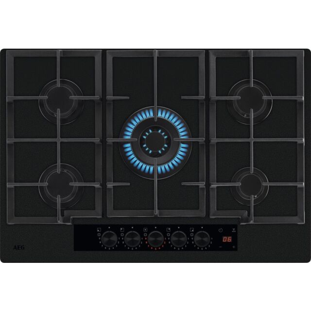 AEG HKB75341NL 75cm Gas on Glass Hob - Black Glass