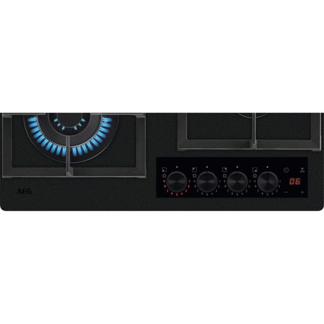 AEG HKB64341NL 60cm Gas on Glass Hob - Black Glass