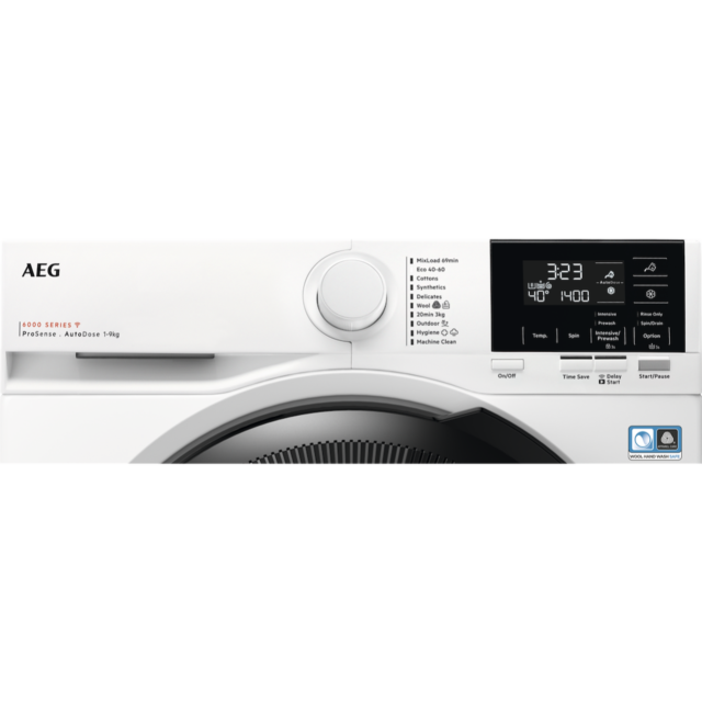 AEG LFR61944AD 6000 Series Autodose Front Loading Full Size 9kg Washing Machine