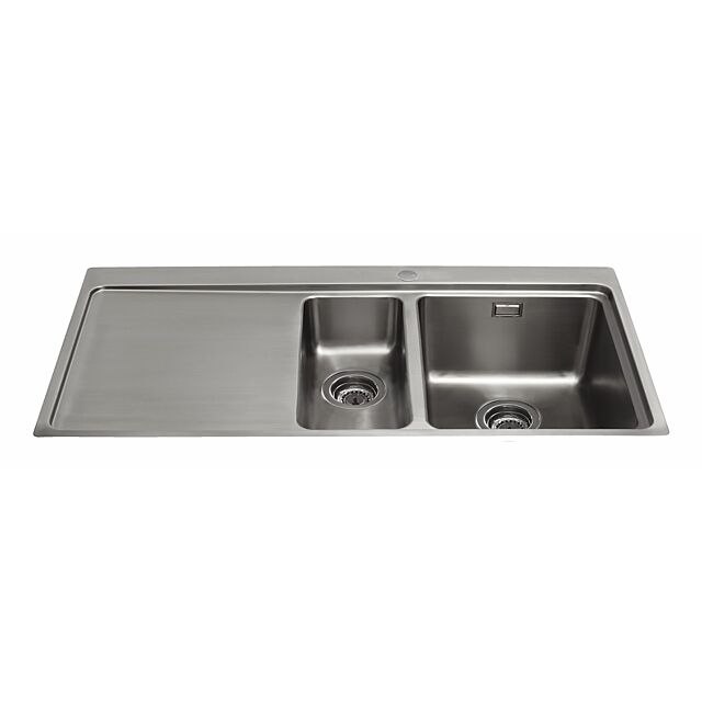 CDA KVF22LSS One And A Half Bowl Flush-Fit Sink with Left Hand Drainer