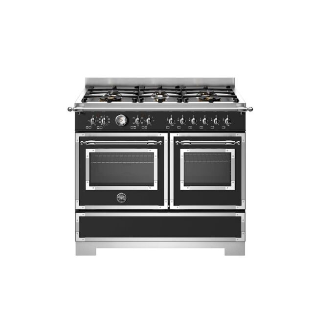 Bertazzoni HER106L2ENET2 Heritage 100cm Range Cooker Twin Oven Dual Fuel Matt Black