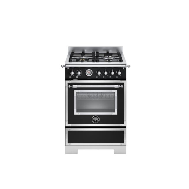 Bertazzoni HER64L1ENET2 Heritage 60cm Range Cooker Single Oven Dual Fuel Matt Black