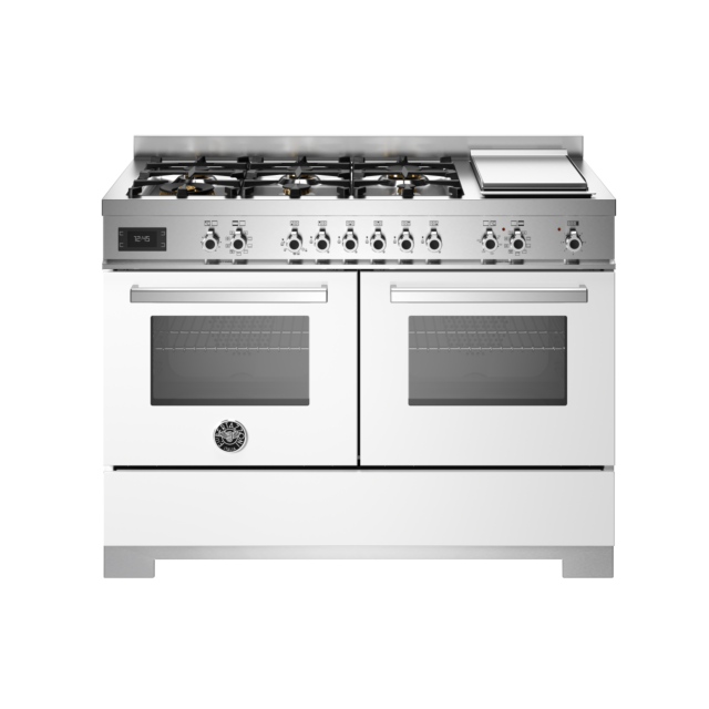 Bertazzoni PRO126G2EBIT2 Professional 120cm Range Cooker Twin Oven Dual Fuel Gloss White