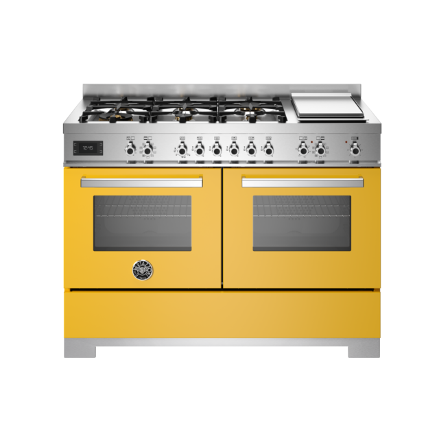 Bertazzoni PRO126G2EGIT2 Professional 120cm Range Cooker Twin Oven Dual Fuel Gloss Yellow