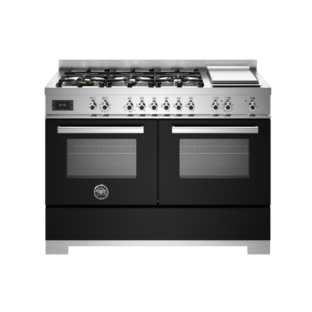 Bertazzoni PRO126G2ENET2 Professional 120cm Range Cooker Twin Oven Dual Fuel Gloss Black