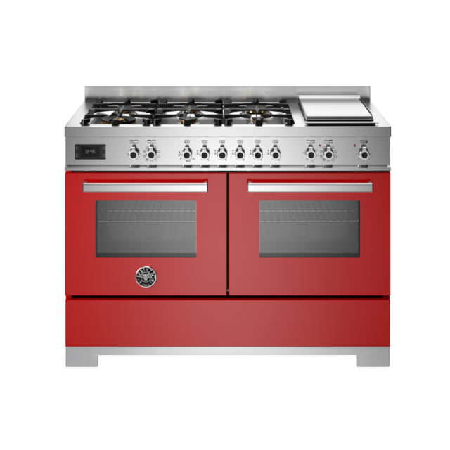 Bertazzoni PRO126G2EROT2 Professional 120cm Range Cooker Twin Oven Dual Fuel Gloss Red