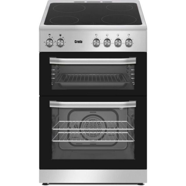 CREDA CP60TCS 60Cm Freestanding Ceramic Twin Cavity Cooker Silver