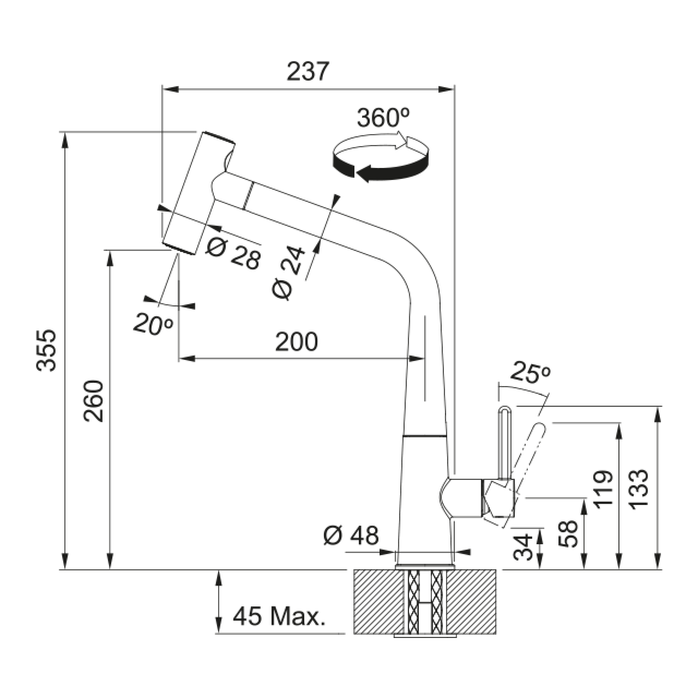 FRANKE 115.0625.188 Icon Pull Out Double Jet Shower