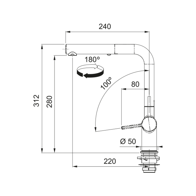 FRANKE 115.0653.379 Active L Spout Dual Spray Pull Out Tap