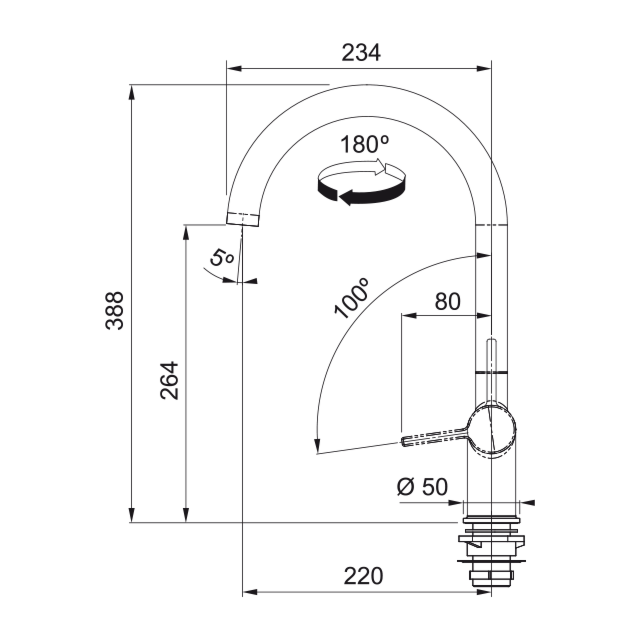 FRANKE 115.0653.395 Active J Swivel Spout