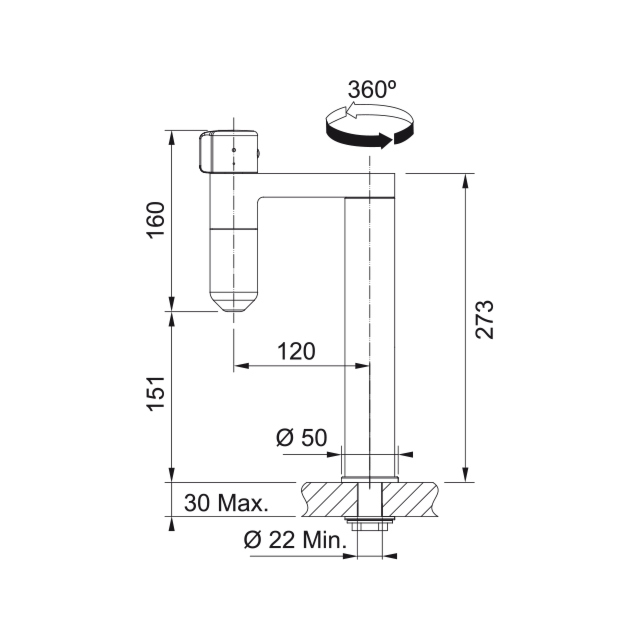 FRANKE 120.0621.228 Vital Capsule Filter Single Dispense Tap