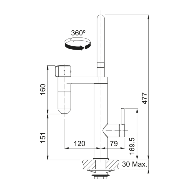 FRANKE 120.0621.229 Vital Capsule Filter 3-in-1 J-Spout Tap