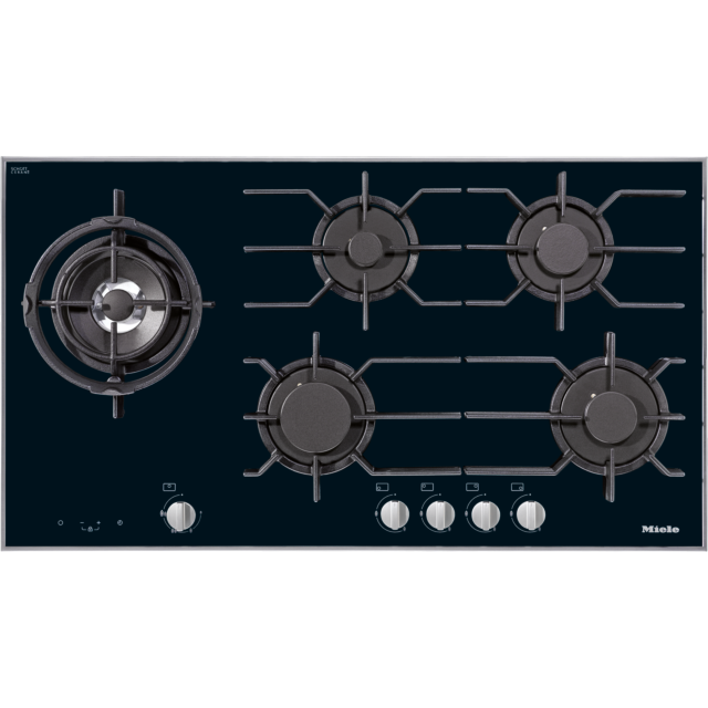 Miele KM3054-1 942mm wide, 5 zone gas hob with wok burner - ceramic base