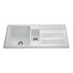 CDA KC24WH Ceramic One And A Half Bowl Sink